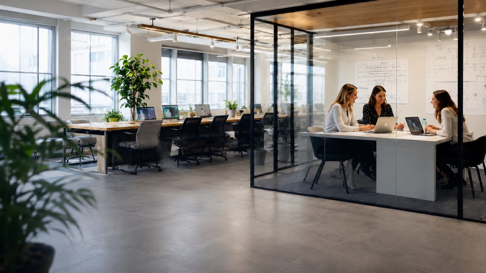Technici aan het werk op de werkvloer